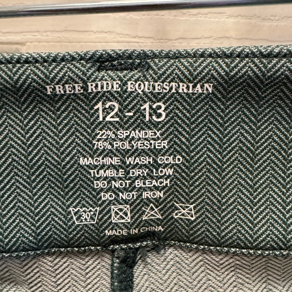 NEW Free Ride Equestrian girls GREEN TWEED  breeches size 12-13 - Picture 3 of 4